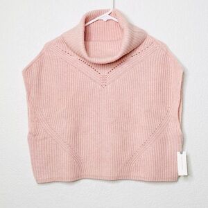 By Anthropologie Cowl-Neck Cashmere Sweater Vest in Pink Rose